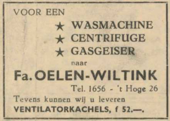 Advertentie Fa Oelen-Wiltink - Wiltink Installatietechniek